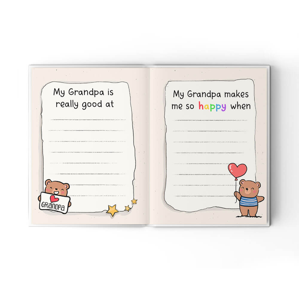 A Little Book About My Awesome Grandpa - Fill In The Blank Hardcover Book With Prompts For Kids to Fill with their Own Words, Drawings and Pictures - Bear
