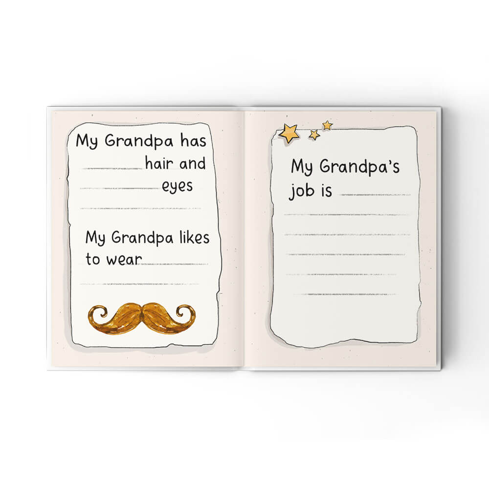 A Little Book About My Awesome Grandpa - Fill In The Blank Hardcover Book With Prompts For Kids to Fill with their Own Words, Drawings and Pictures - Bear