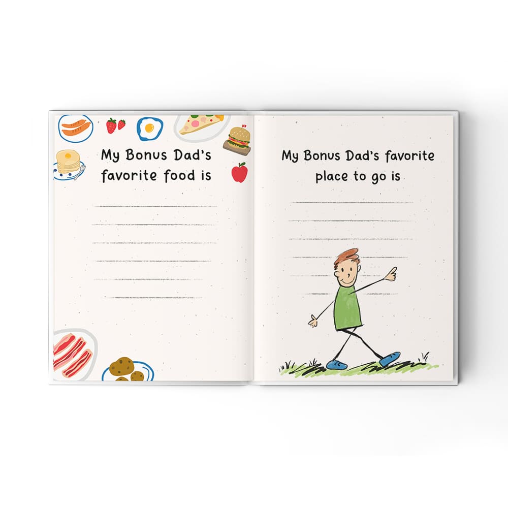 A Little Book About My Awesome Bonus Dad - Fill In The Blank Hardcover Book With Prompts For Kids to Fill with their Own Words, Drawings and Pictures - Bear