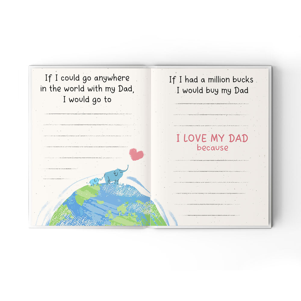 A Little Book About My Awesome Dad - Fill In The Blank Hardcover Book With Prompts For Kids to Fill with their Own Words, Drawings and Pictures - Elephant