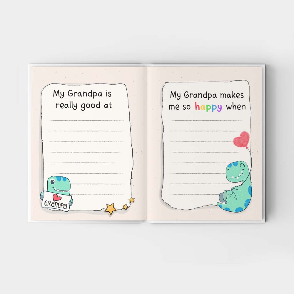 A Little Book About My Awesome Grandpa - Fill In The Blank Hardcover Book With Prompts For Kids to Fill with their Own Words, Drawings and Pictures - Saurus