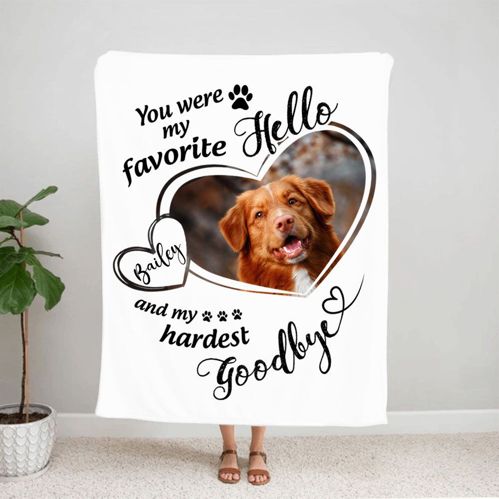 Personalized Dog Cat Memorial Fleece Blanket - Custom photo &amp; sayings
