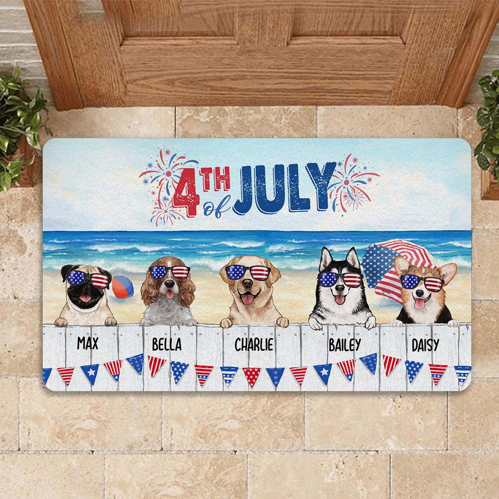 Personalized doormat for dog lovers - 4th of July - Summer Beach