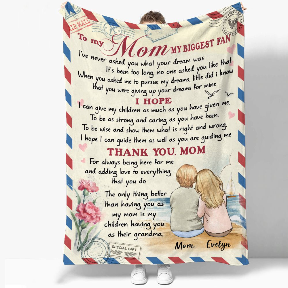Personalized Mother&#39;s day fleece blanket gifts for Mom - To my Mom my Biggest Fan