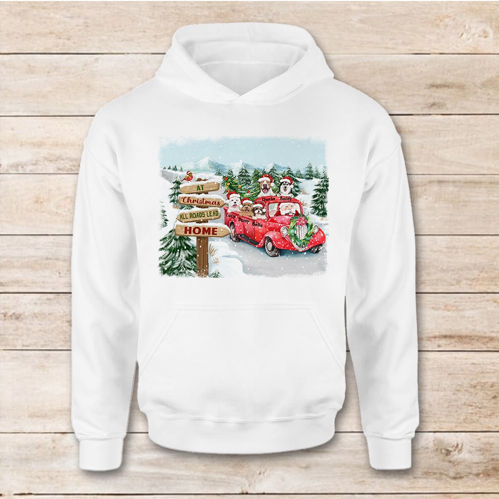Personalized Hoodie for dog cat lovers - At Christmas All Roads Lead Home