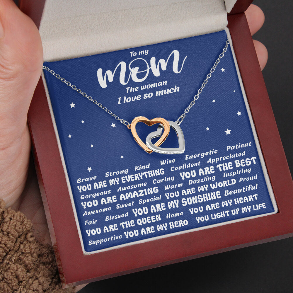 To My Mom The Woman I Love So Much - Mother&#39;s Day Necklace Interlocking Hearts Necklace Gift for Mom luxury box