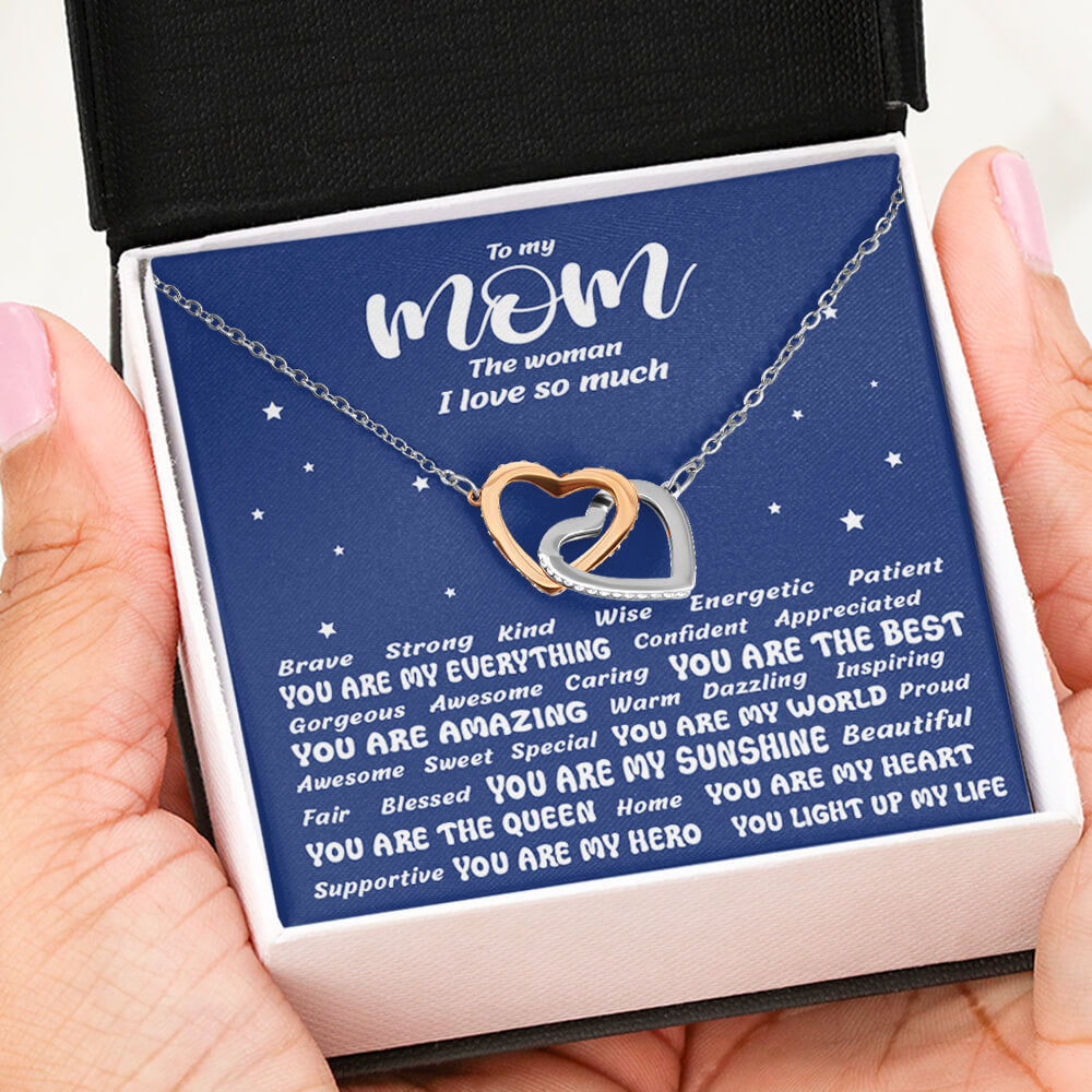 To My Mom The Woman I Love So Much - Mother&#39;s Day Necklace Interlocking Hearts Necklace Gift for Mom standard box