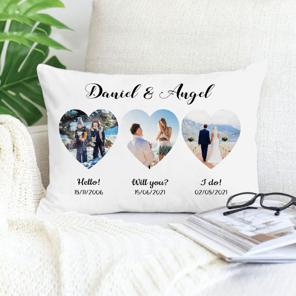 Personalized anniversary pillow gifts for him for her - Our love story - CUSTOM PHOTO