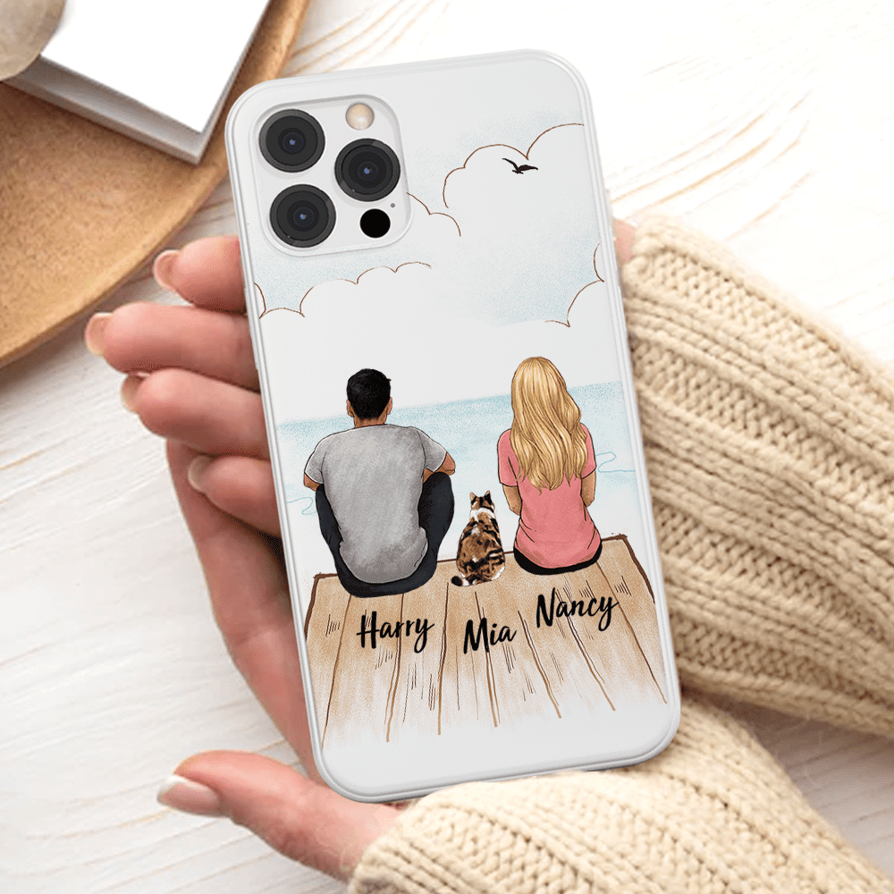 Personalized Phone Case Gifts For Cat Lovers- Cat Couple - Wooden Dock