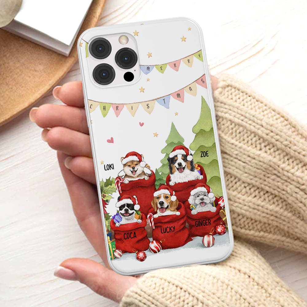 Personalized Christmas Phone Case Gifts For Dog Cat Lovers - Santa Bag