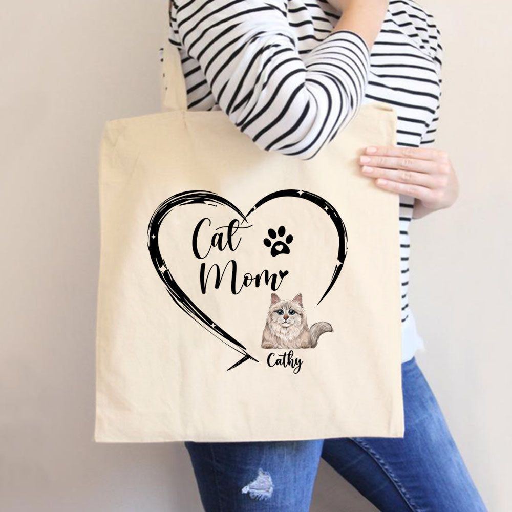 Personalized Canvas Tote Bag - Gift For Cat Lovers