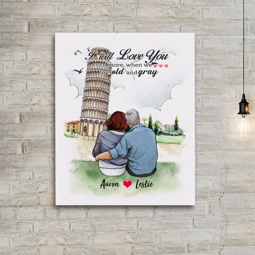 Personalized Couple Canvas Print - I will love you even more, when we are old and gray