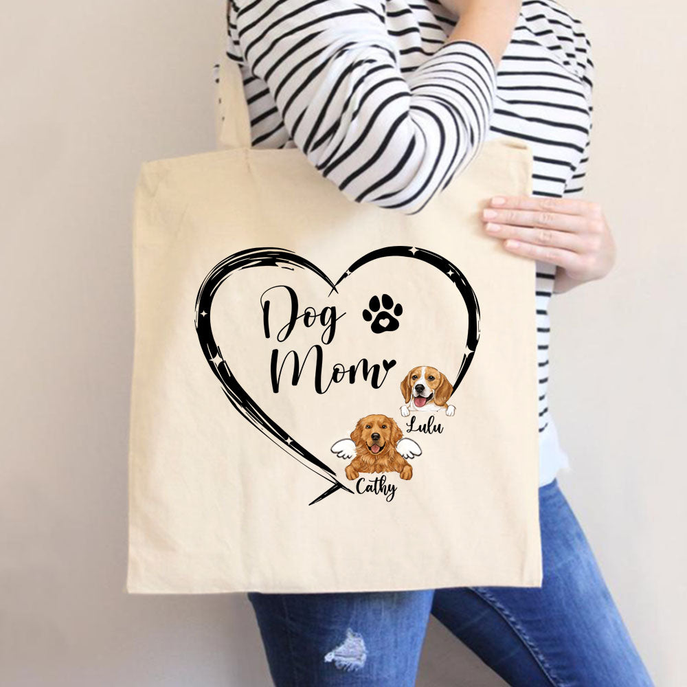 Custom Tote Bag Gift For Dog Lovers - Dog Mom Heart