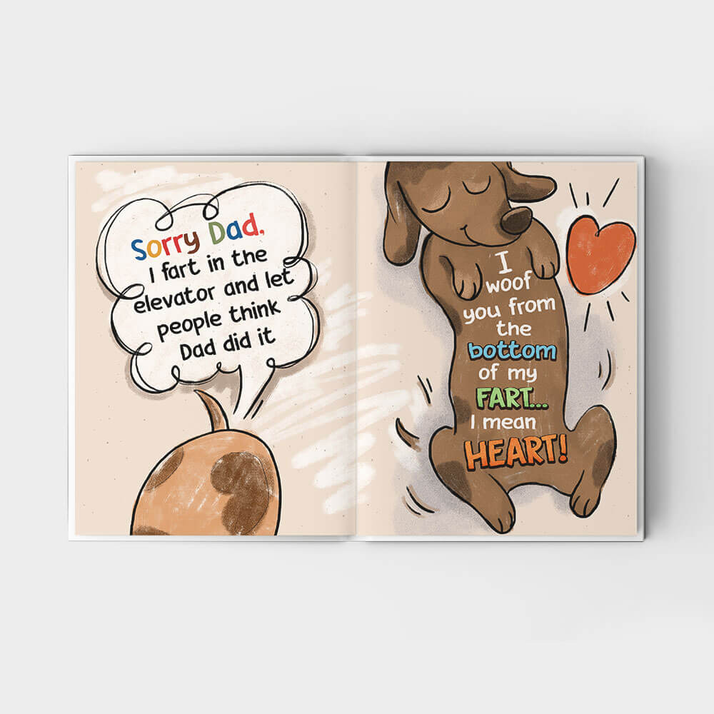 For The Paw-Fect Dad - Personalized Fill In The Blank Hardcover Book With Prompts for Dog Dad to fill with words, drawings and pictures - Orange cover