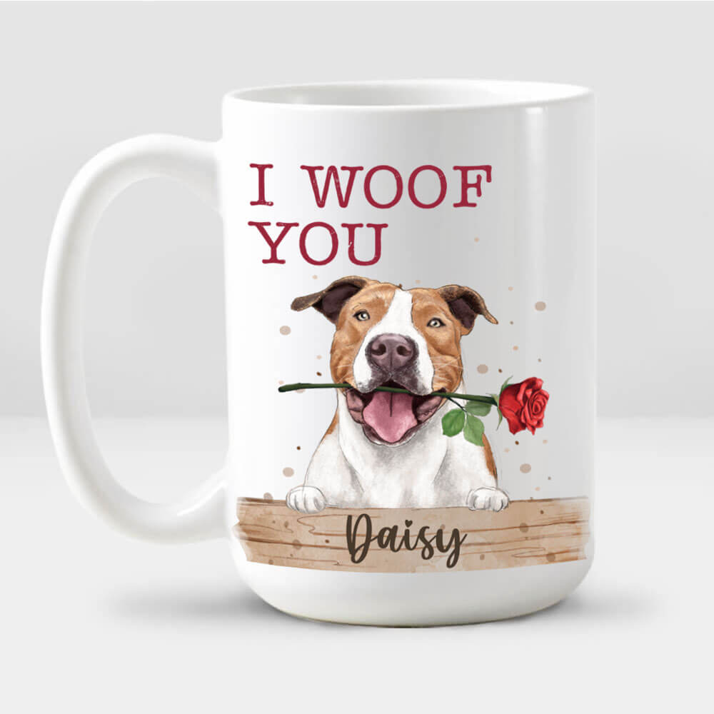 Personalized coffee mug gifts for dog lovers - Valentine - I Woof You