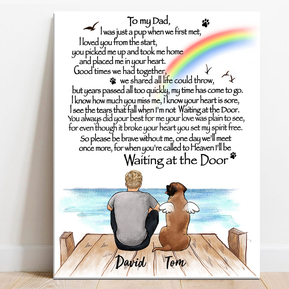 Waiting At The Door - Dog Memorial Canvas - Personalized Dog Memorial Gifts - Rainbow Bridge - Personalized Pet Canvas Print