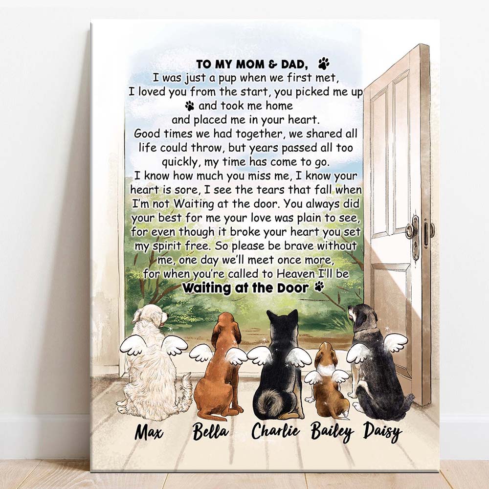 Personalized dog memorial gifts Canvas Print Waiting at the Door