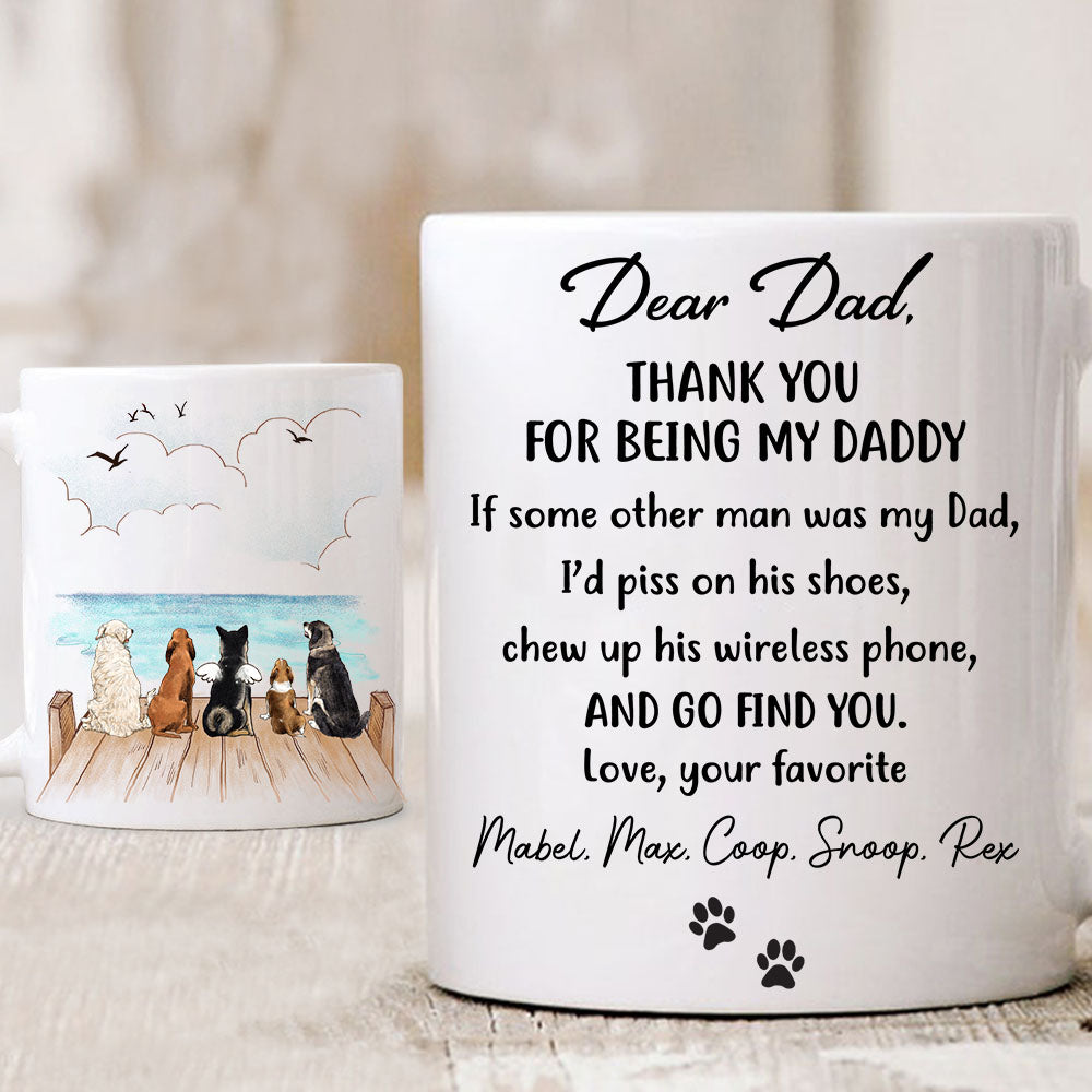 Personalized Coffee Mug Dear Dog Dad &amp; Dog Mom - Wooden Dock