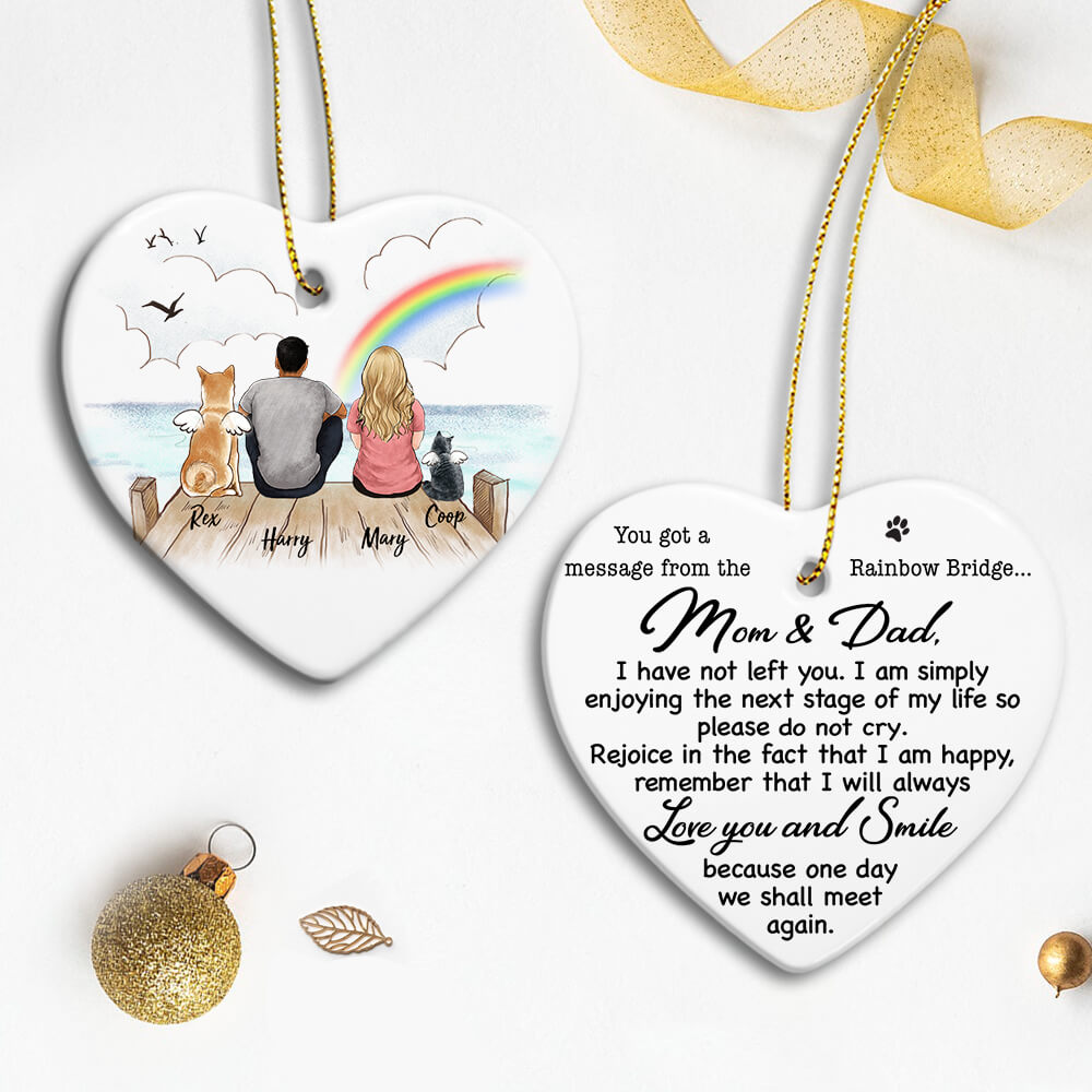 Personalized dog cat memorial gifts Ceramic Ornament (2 sides 2 designs) - I have not left you