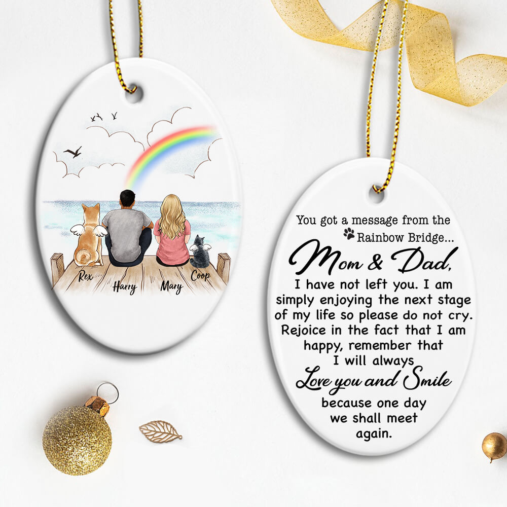 Personalized dog cat memorial gifts Ceramic Ornament (2 sides 2 designs) - I have not left you
