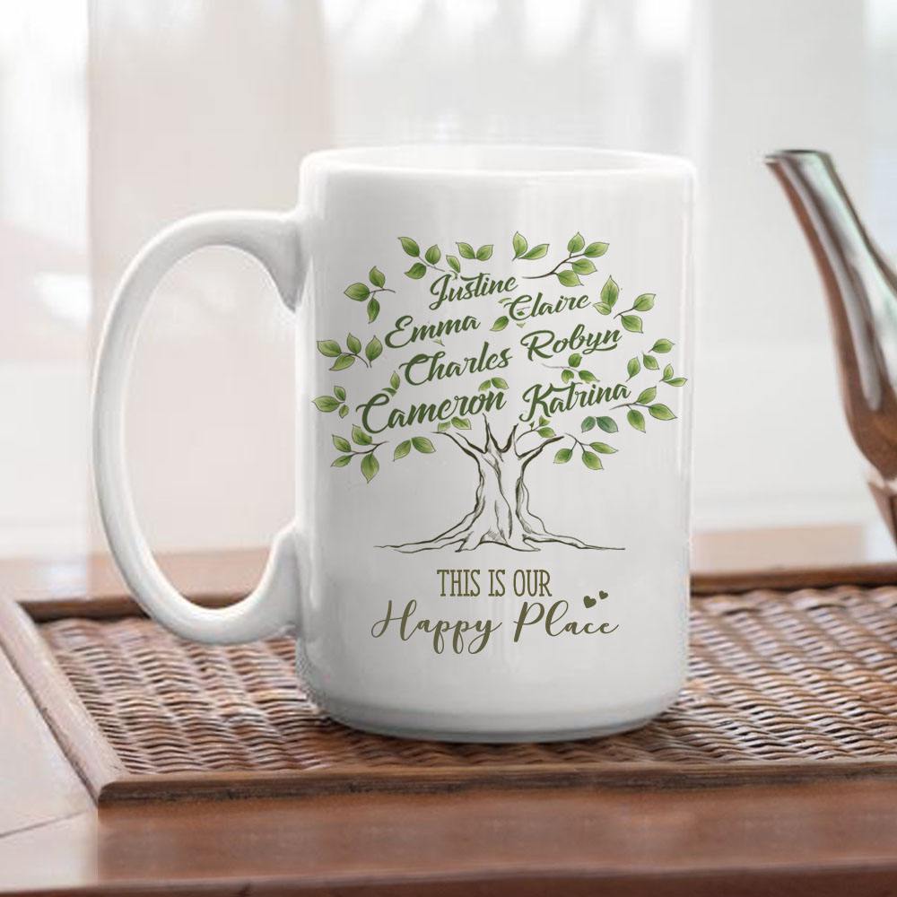 15oz family tree of life coffee mug - This is our happy place,