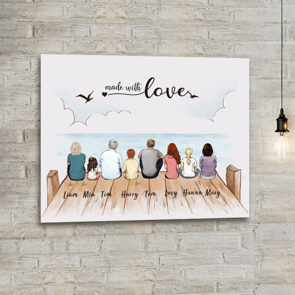 Custom Family Canvas with Custom Message - made with love