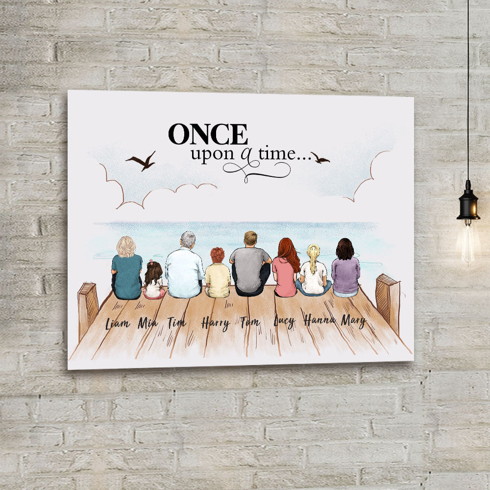 Custom Family Canvas with Custom Message - once upon a time...