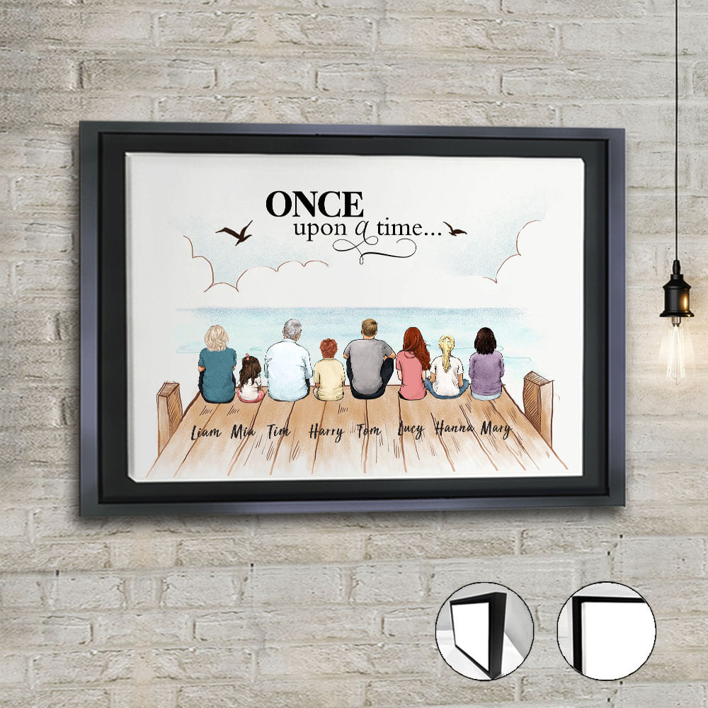 Family Framed Canvas Art with Custom Quote - Once upon a time...