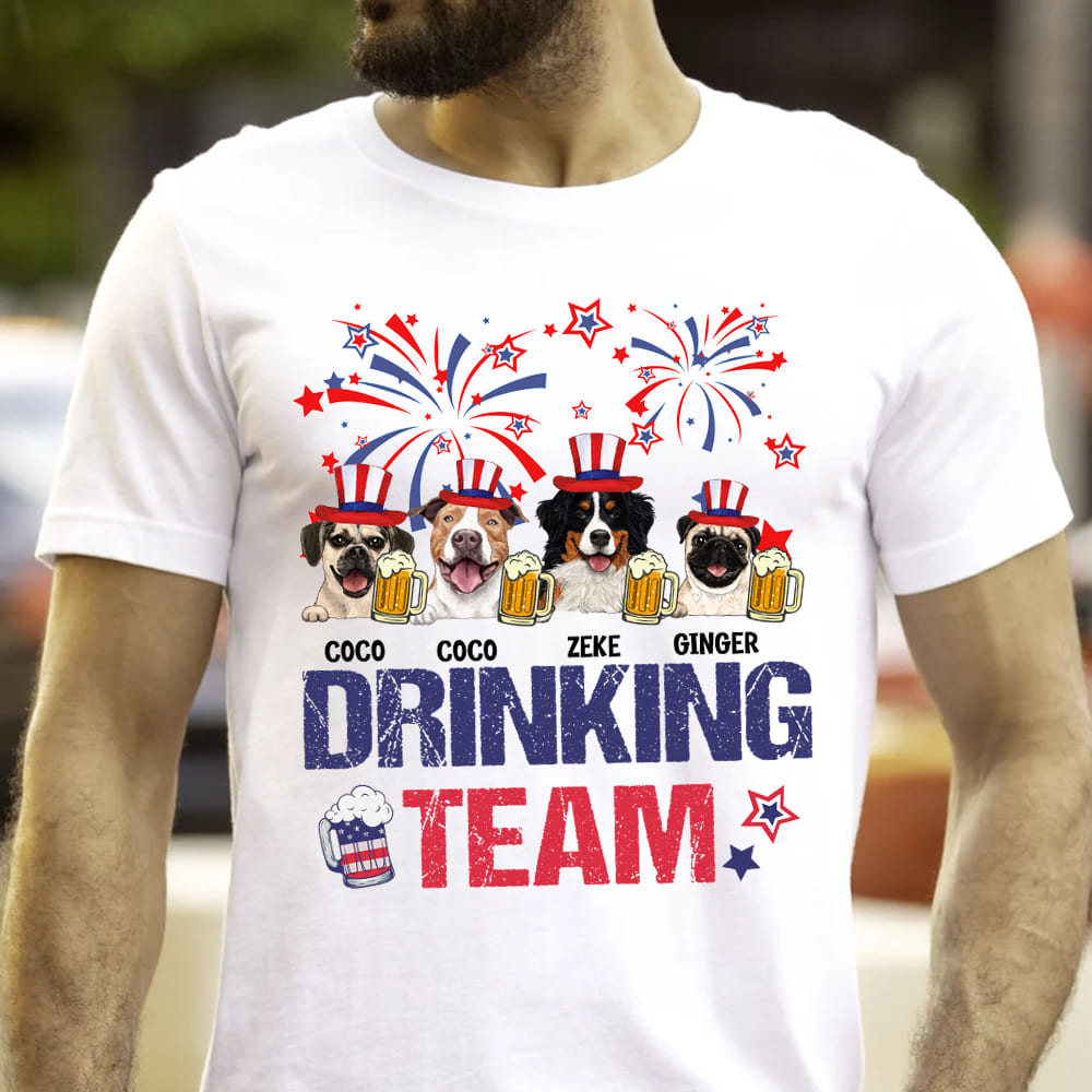 Personalized T-shirt for dog lovers - 4th of July - Drinking team
