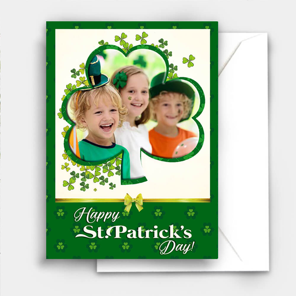 Shamrock Frame St. Patrick&#39;s Day Cards Custom Photo Postcard 5x7