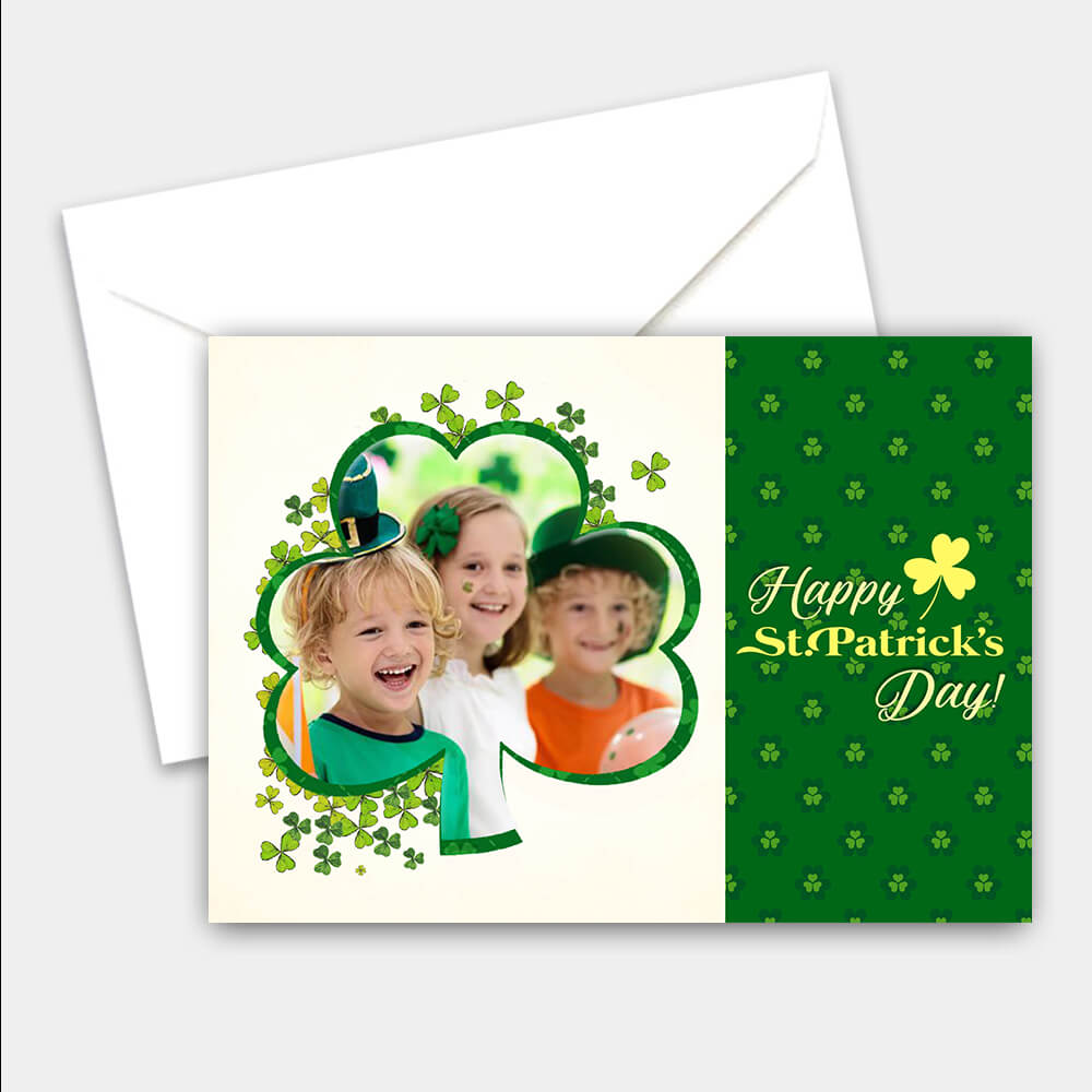 Shamrock Frame St. Patrick&#39;s Day Cards Custom Photo Postcard 7x5