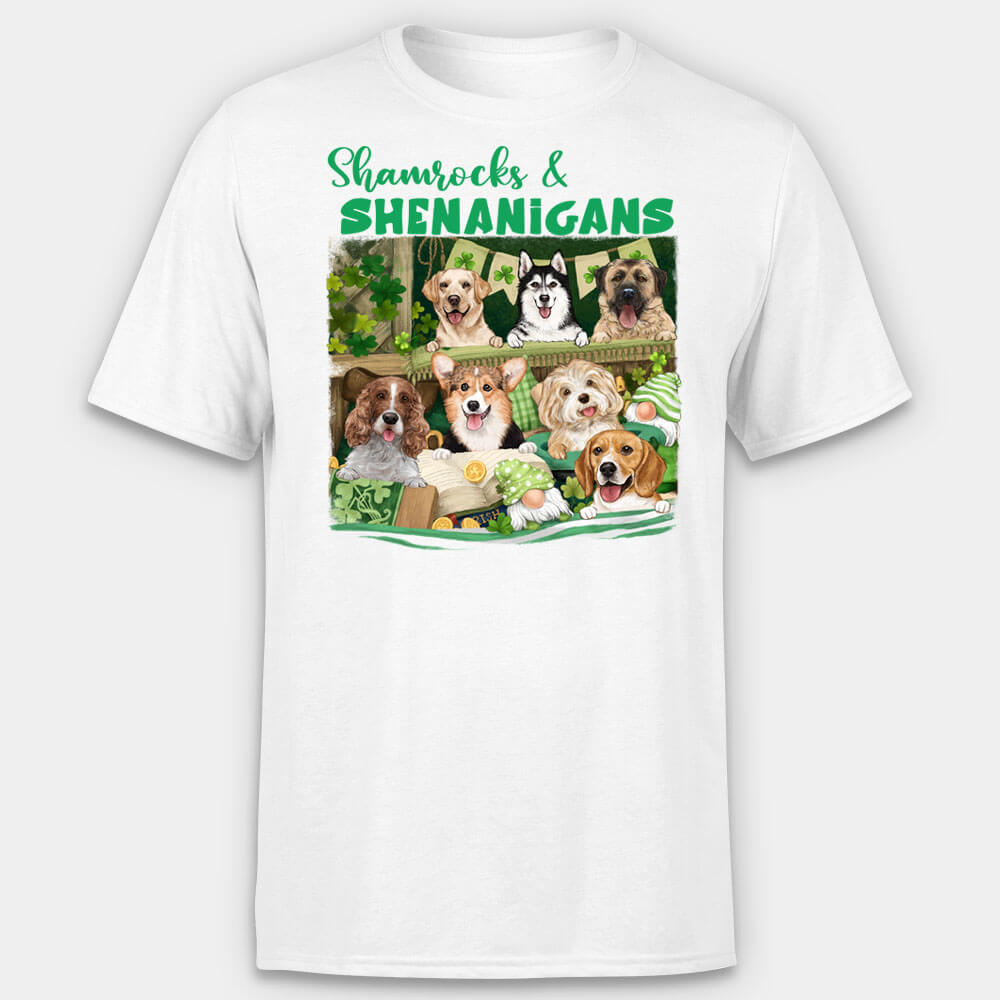 Shamrocks and Shenanigans - St. Patrick&#39;s Day T-shirt for Dog Cat Owners