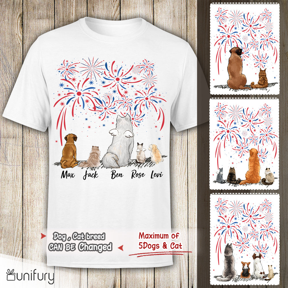 Personalized dog &amp; cat T-Shirt 4th Of July - 2283