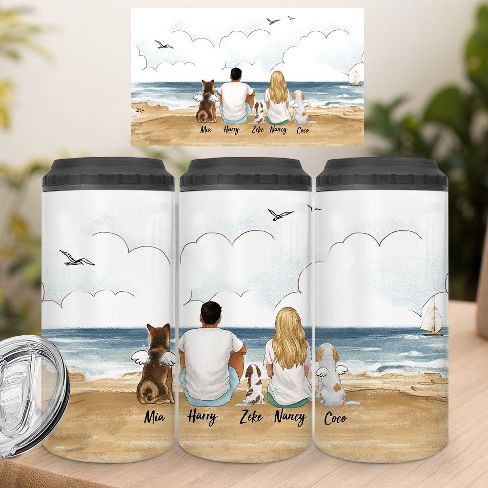 Personalized Can Cooler gifts for dog lovers - DOG &amp; COUPLE - Beach