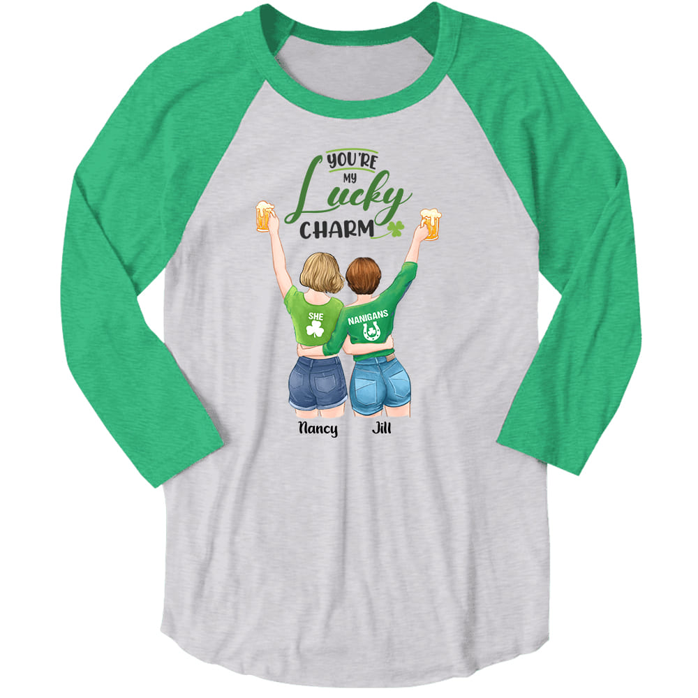 St. Patrick&#39;s Day Girls Baseball T-shirt - Personalized Gifts for Sisters Best Friends