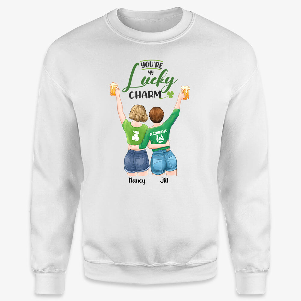 St. Patrick&#39;s Day Girls Sweatshirt - Personalized Gifts for Sisters Best Friends