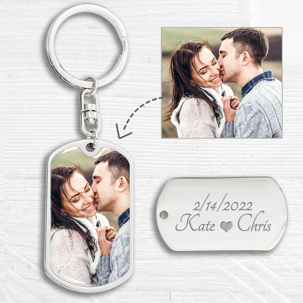 Custom Photo Keychain - Men&#39;s Keychain - Personalised Valentines gifts for him