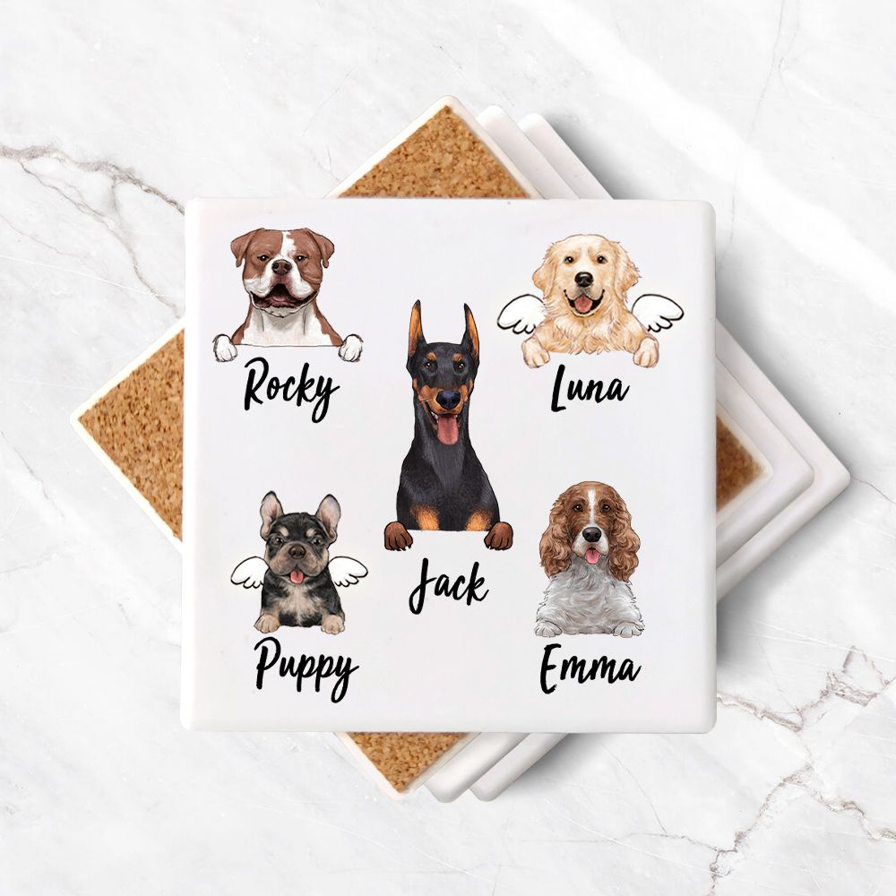 Personalized stone coasters (set of 4) gifts for dog lovers