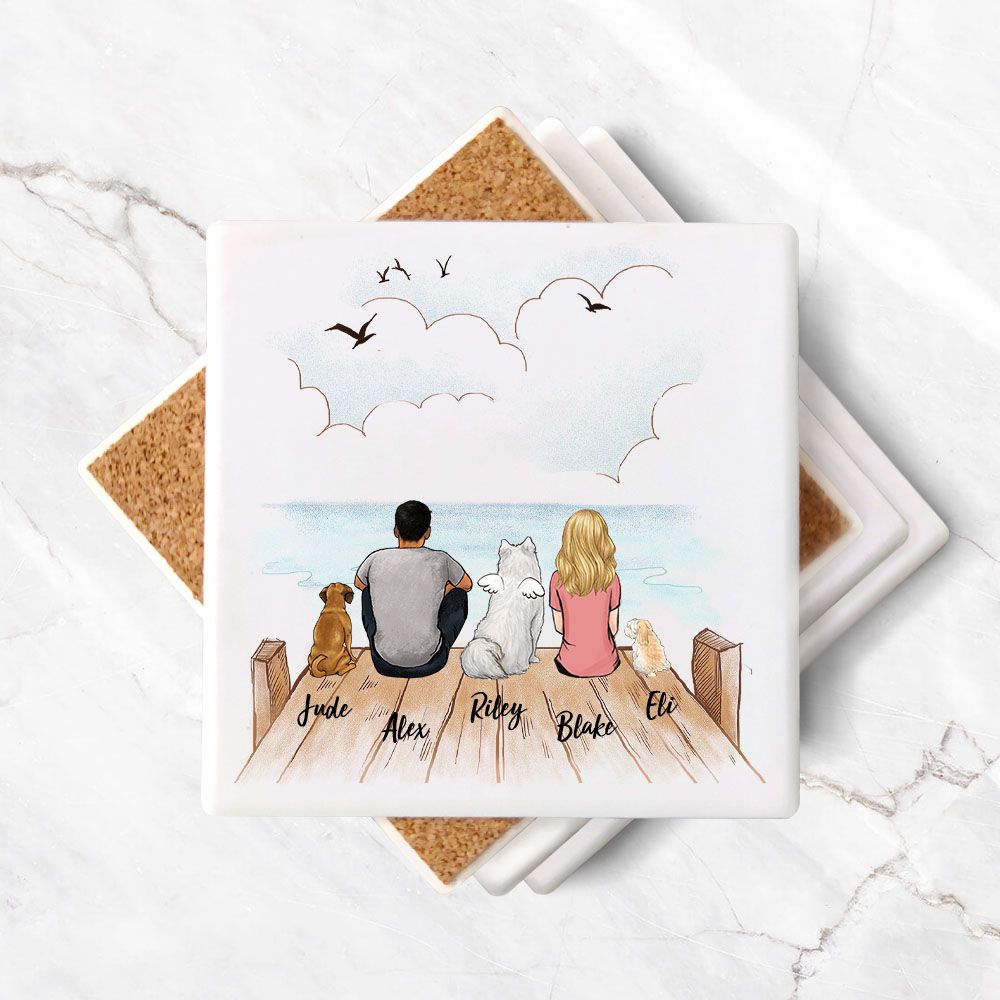  Stone Coasters Pet Coasters Dog - Wooden dock | Unifury