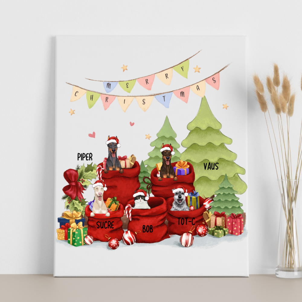 Printable Digital File - Personalized Christmas gifts for dog cat lovers - Santa bag - Digital PNG Download