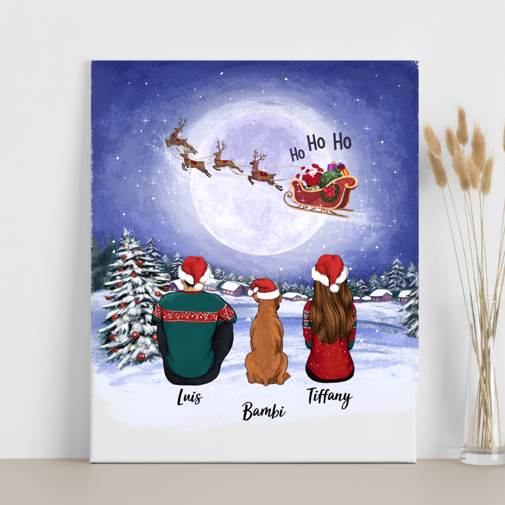 Printable Digital File - Personalized Christmas gifts for dog lovers - DOG &amp; COUPLE - Santa HO HO HO - Digital PNG Download