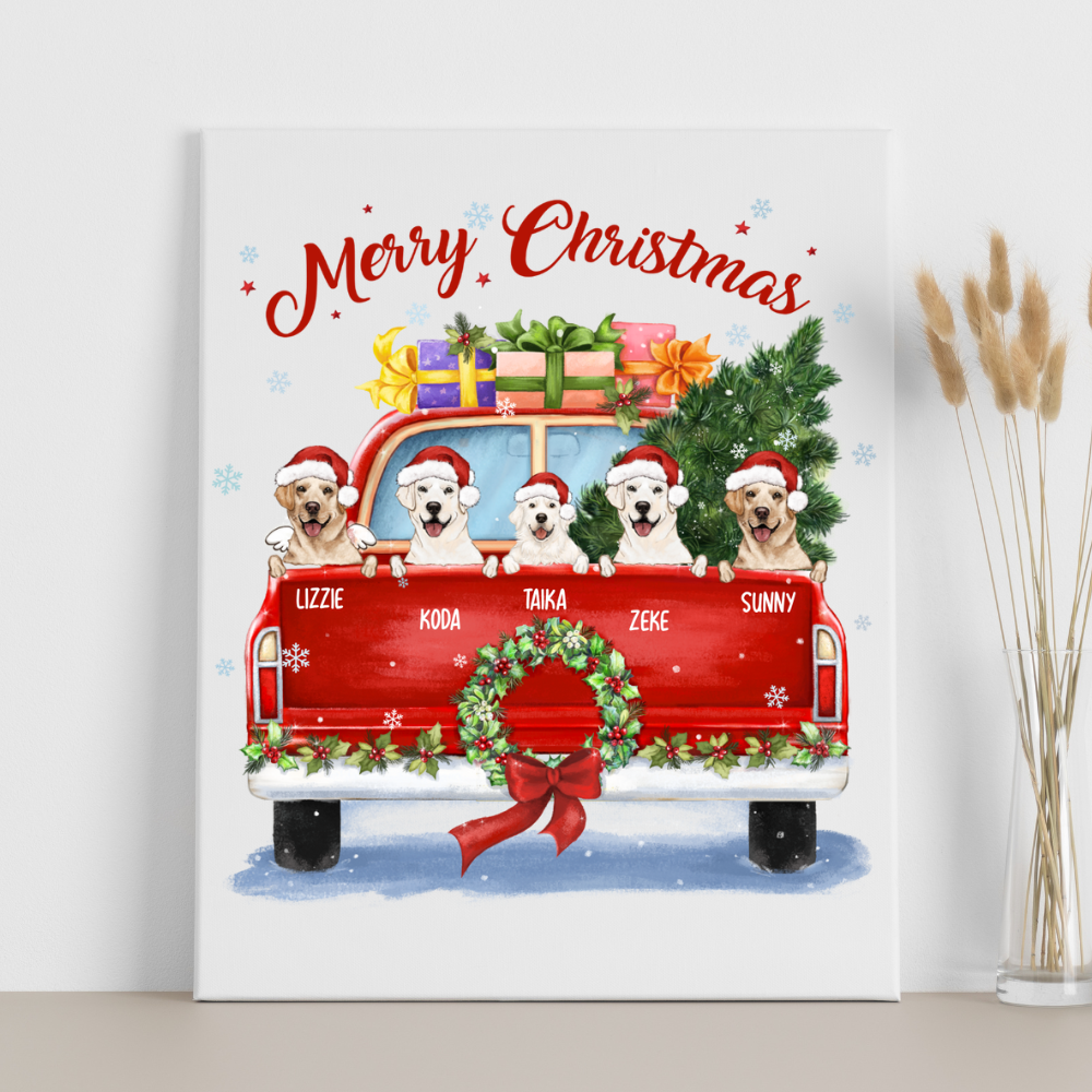 Printable Digital File - Personalized gift for dog cat lovers - Christmas Pickup Truck - Digital PNG Download