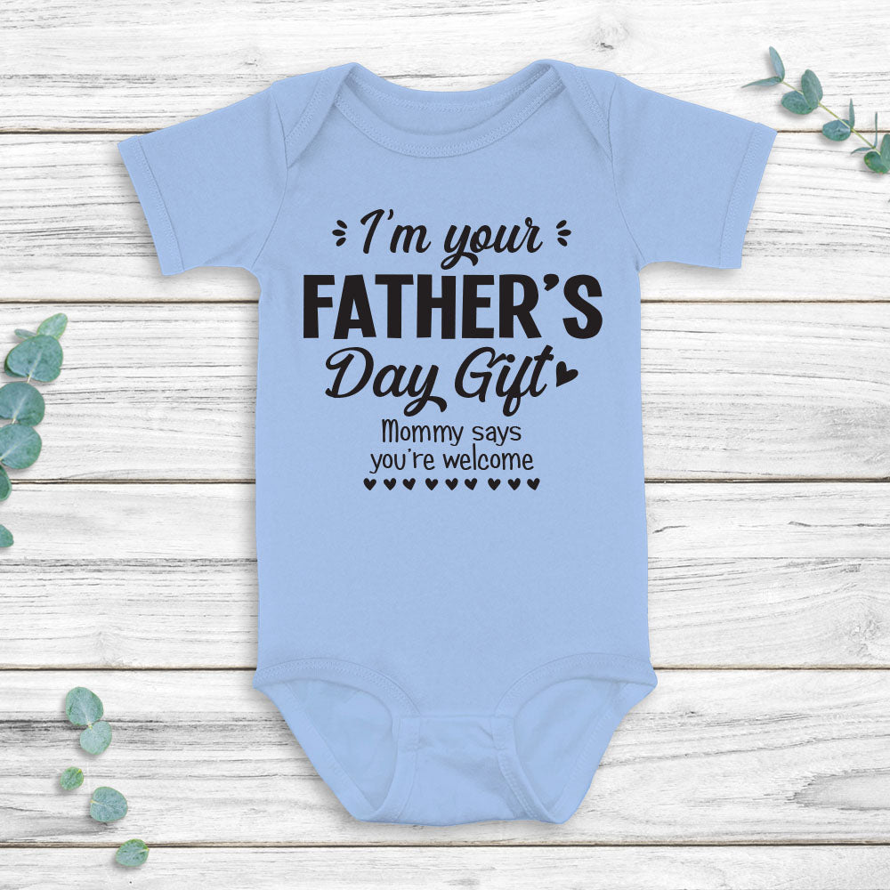 Custom Our 1st Father's Day Shirt And Baby Onesie, Funny Cute 1st