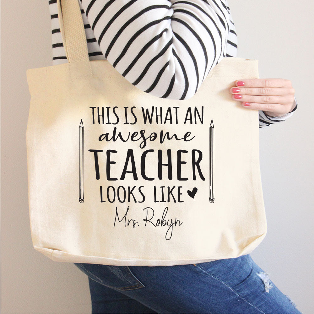 Custom Tote Bag Gift For Teacher - What An Awesome Teacher