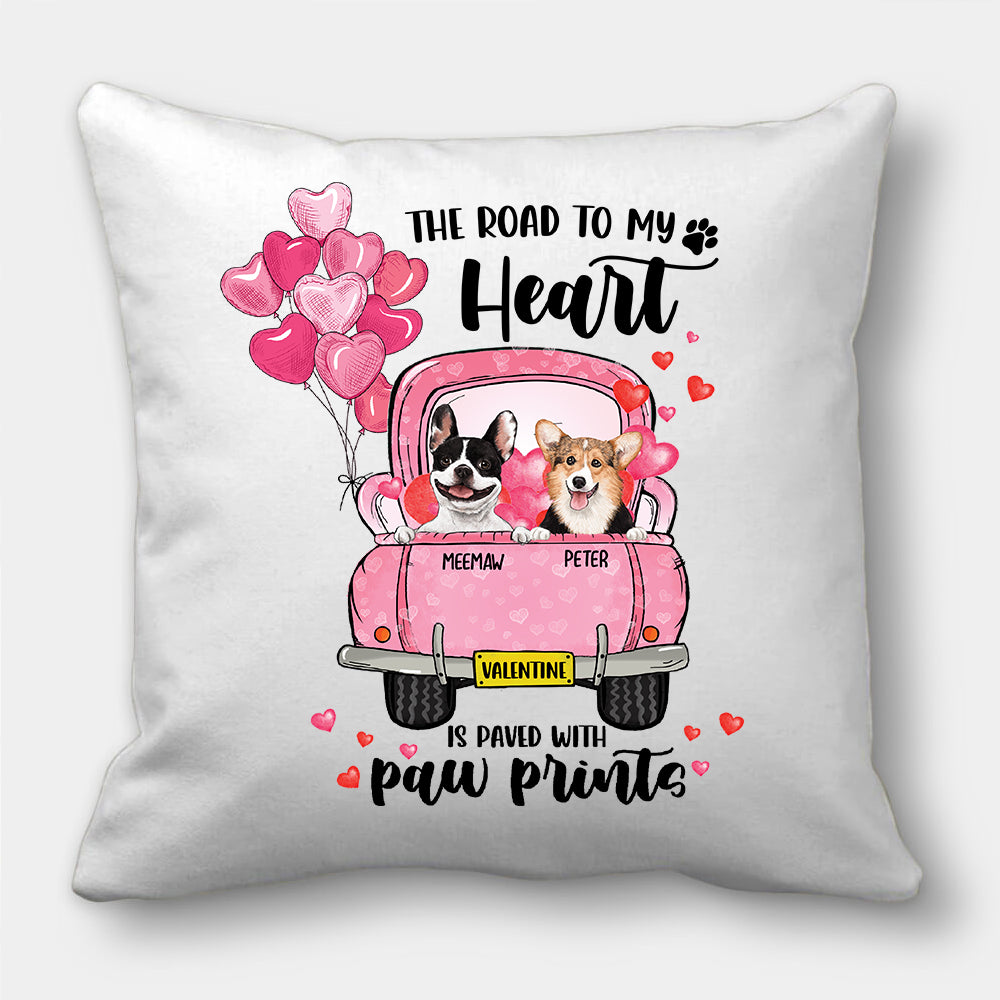 The road to my heart - Dog Throw Pillow - Valentine&#39;s Day Pillows