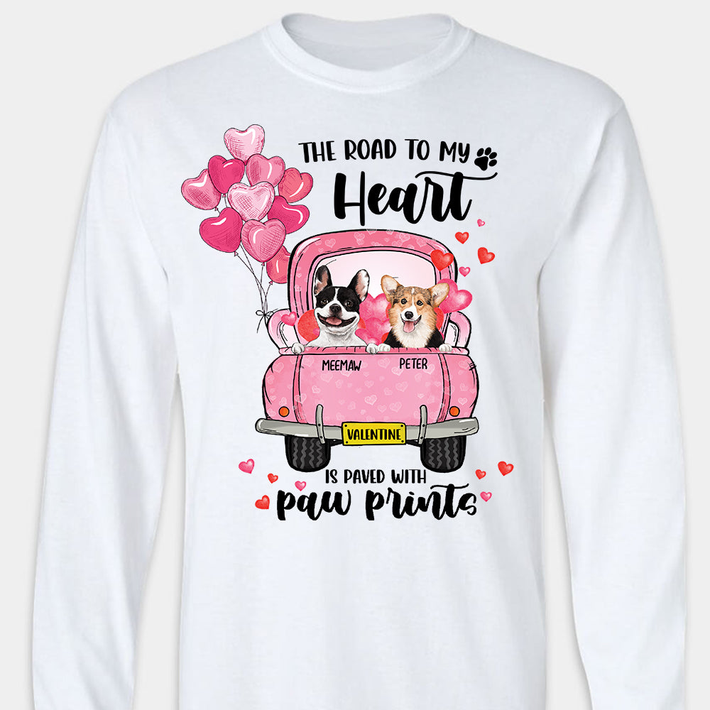 The road to my heart - Long Sleeve T-shirt women&#39;s - Personalized Valentines gifts for dog lover