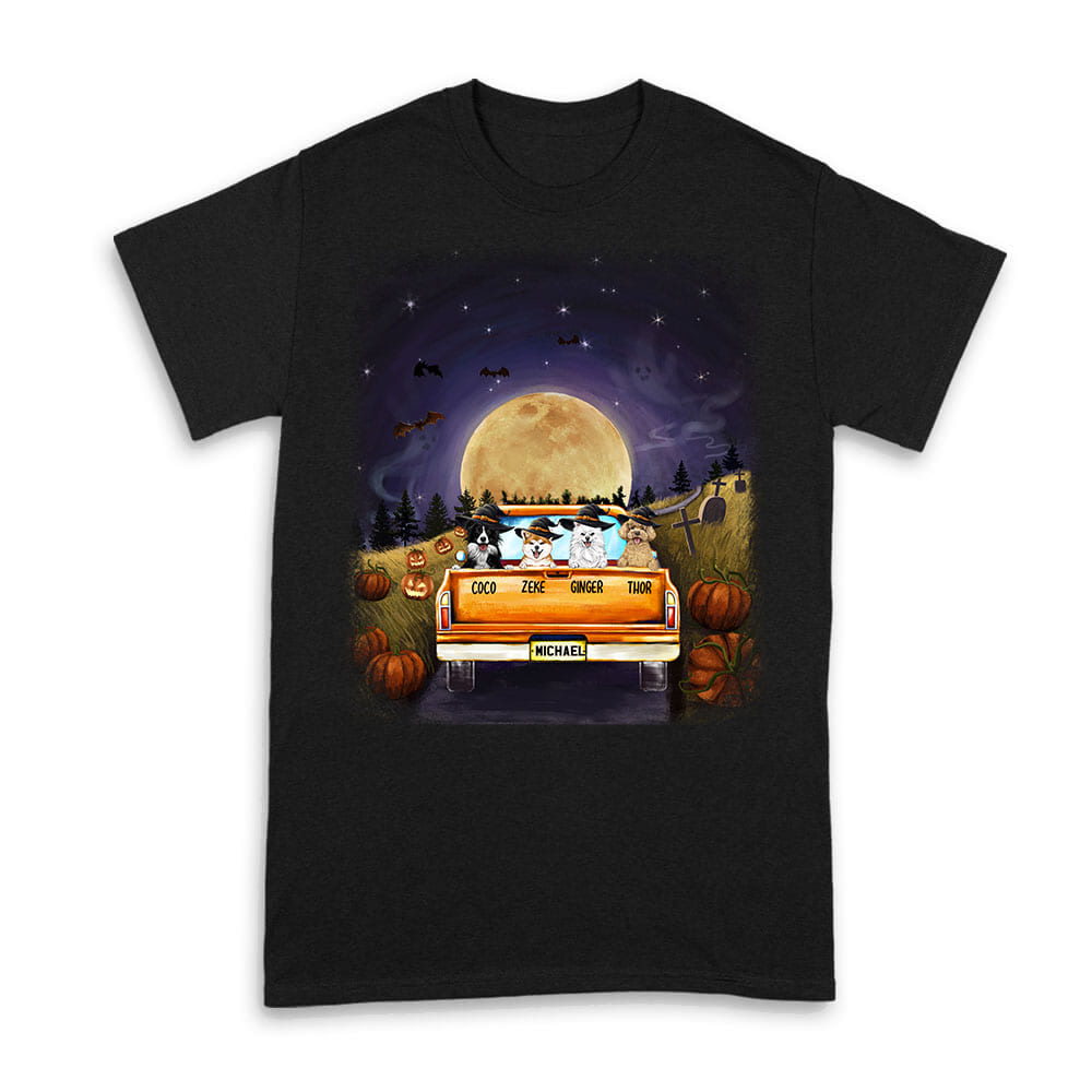 Personalized Halloween t-shirt gifts for dog cat lovers - Pickup Truck