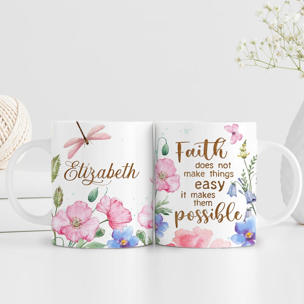 Personalized Mom Edge to Edge Coffee Mug Floral Coffee Mugs for Women 11oz Unifury