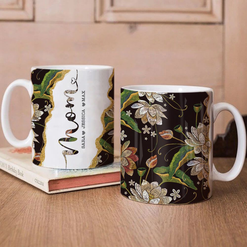 Personalized Mom Coffee Mug - Best Gift For Mom - Floral Coffee Mugs For Women - Floral Mug - Unique Coffee Mug For Mom Mother - Mug For Her Women - Birthday Gifts For Mom