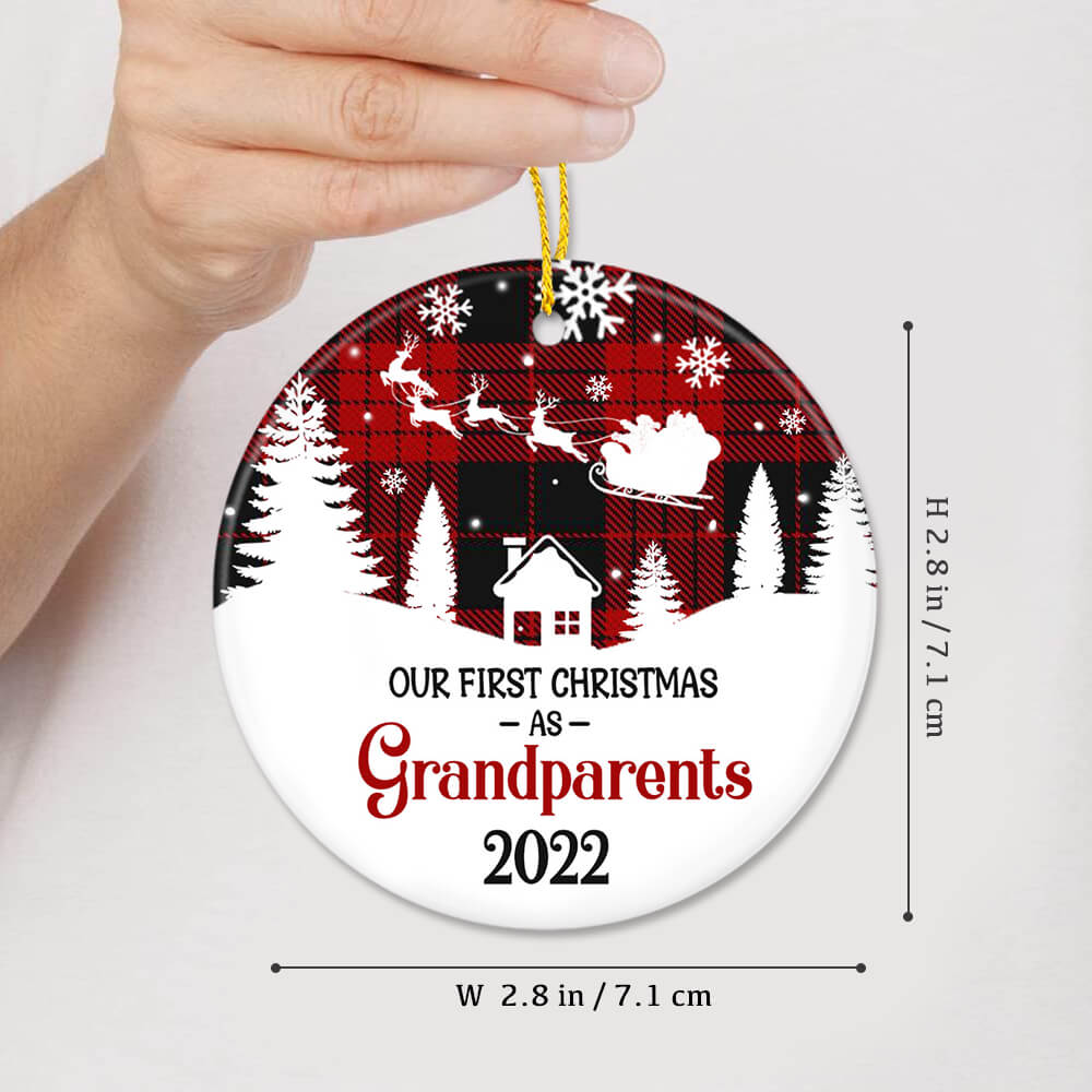Personalized Christmas Ceramic Ornament with custom photo &amp; year - Our First Christmas As Grandparents